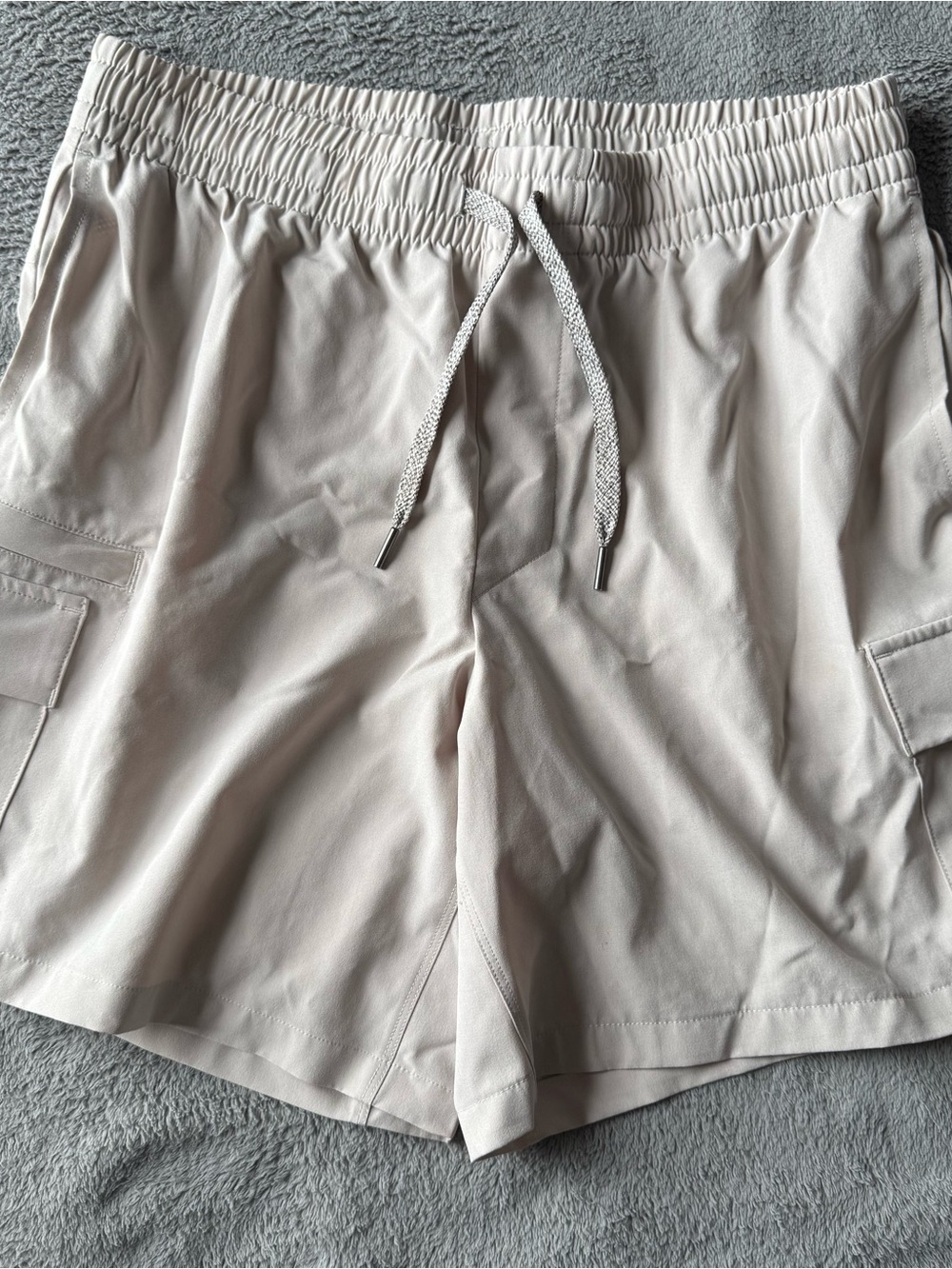 Kirkland Signature Light Beige Athletic Cargo Shorts